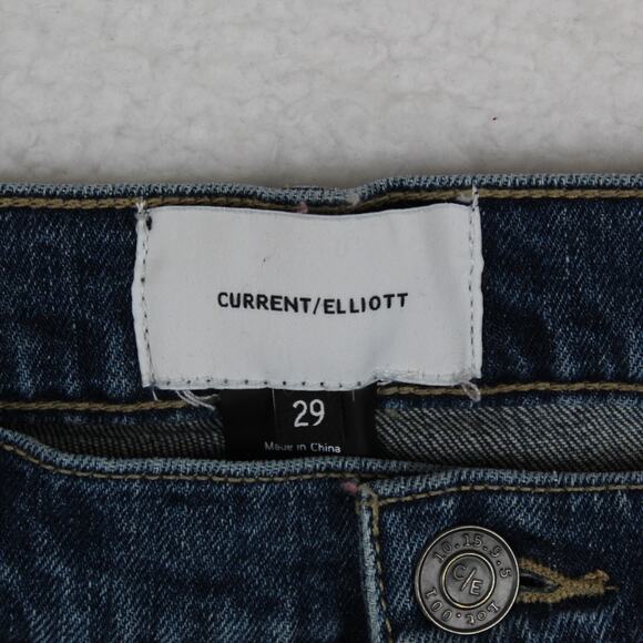 Current Elliott Jeans Womens Size 29 Blue Crop Flare Raw Hem Denim - Picture 3 of 6
